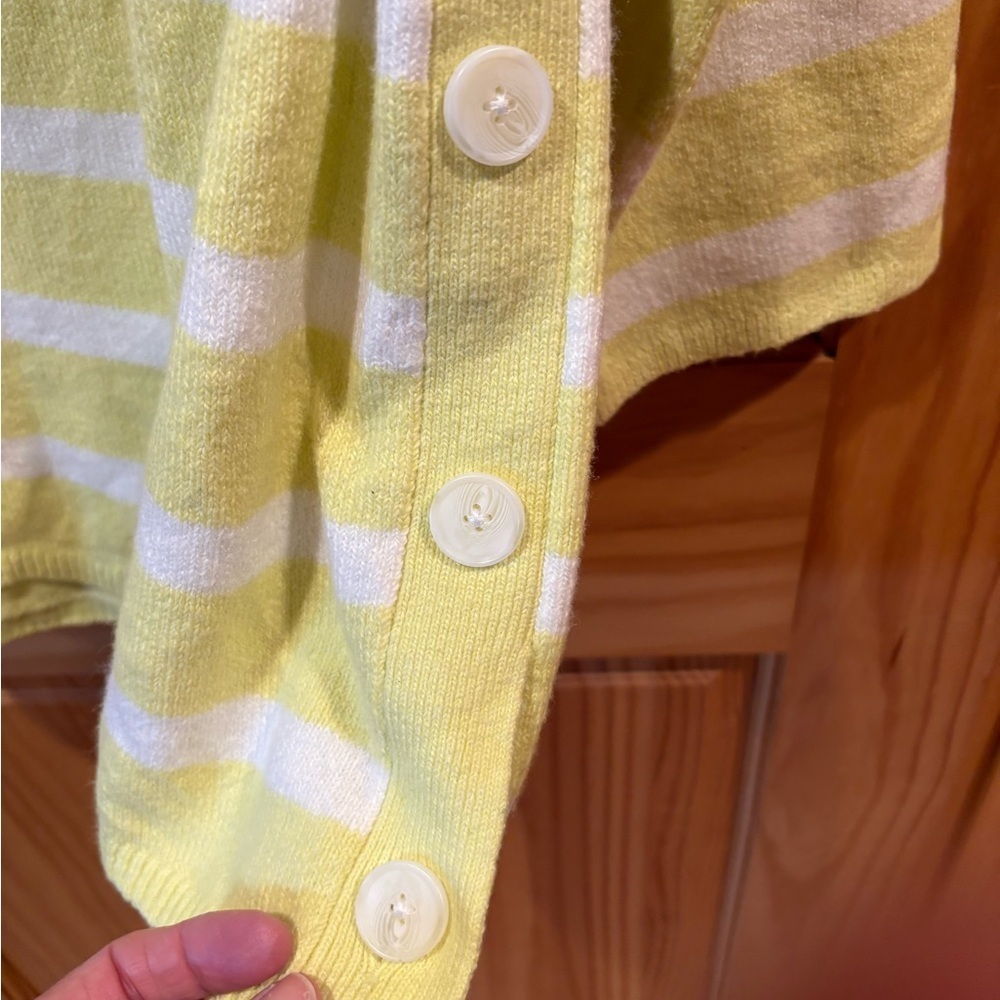 Ann Taylor Loft yellow and white striped sweater women’s L NWT - Picture 3 of 12